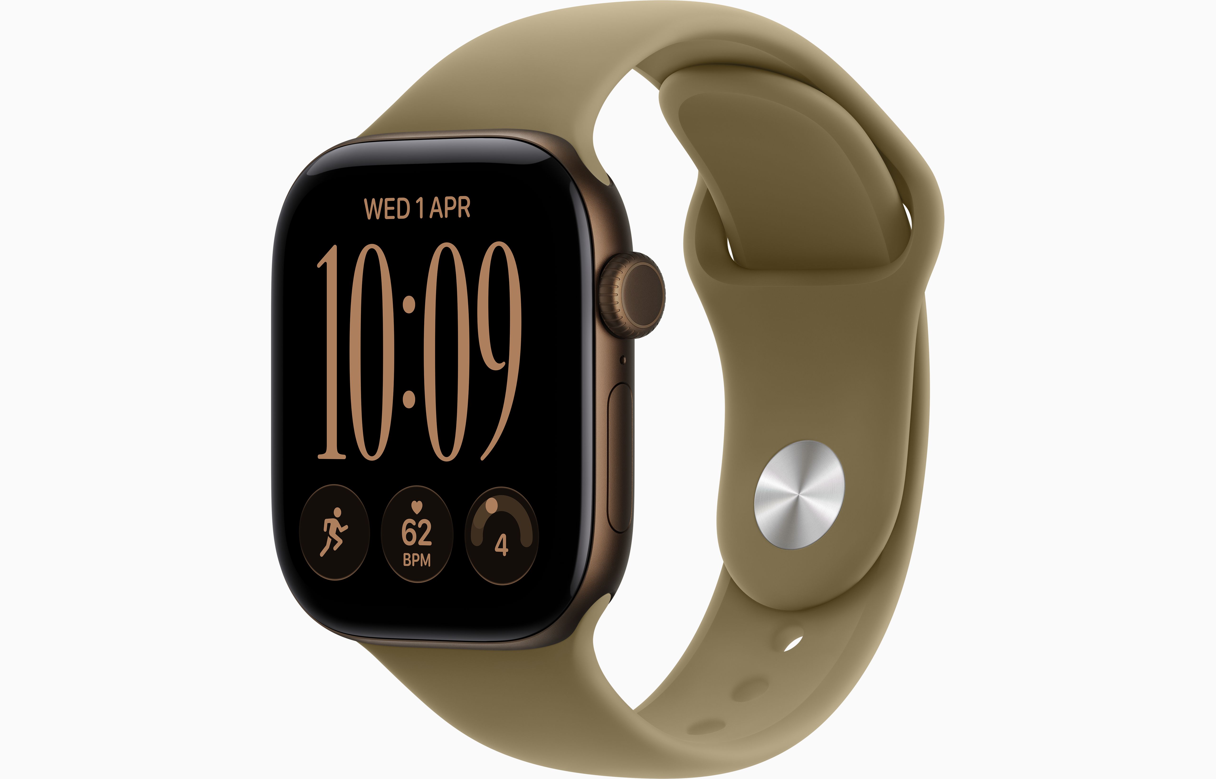 apple-watch-series-12-gps-46mm- - Dark Bronze Aluminium Case with Olive Sport Band - M/L